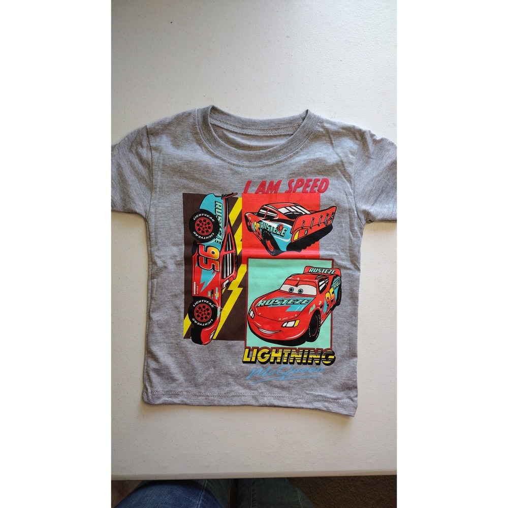 Disney Pixar Cars Lightning McQueen Gray Graphic T-Shirt Boys Size 2T